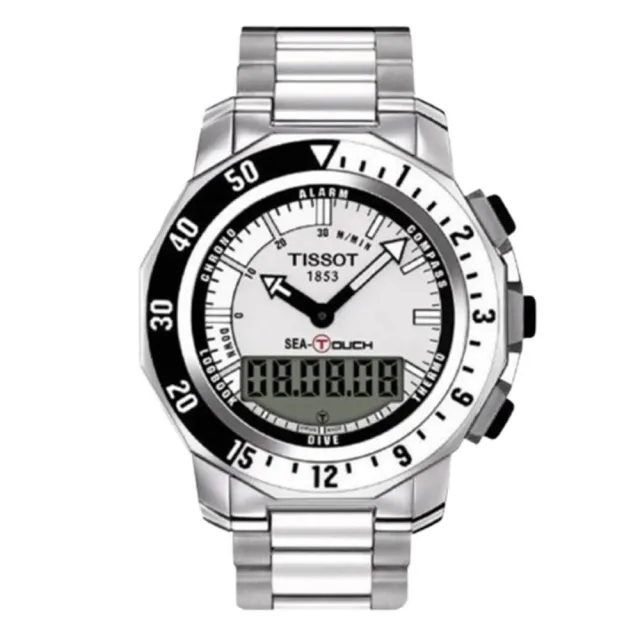 【TISSOT 天梭】SEA-TOUCH 觸控多功能潛水錶/白44mm(T0264201103100)