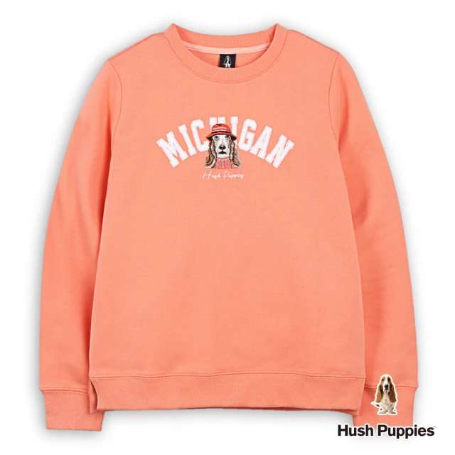 Hush Puppies 女裝 上衣 精緻品牌刺繡毛衣狗大學T(亮橘 / 44210103)