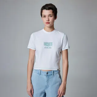 【Dickies】女款白色撞色縫線胸前品牌Logo設計舒適短袖T恤｜DK0A863J0WH