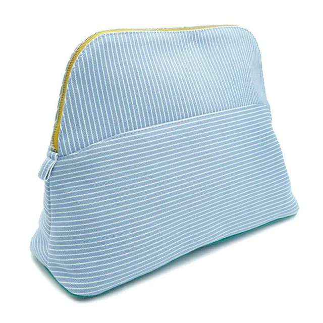 【Hermes 愛馬仕】H103322M 01 熊貓刺繡圖案盥洗包/化妝收納包(矢車菊藍)