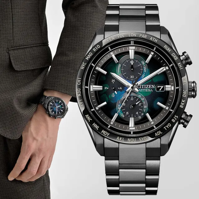 【CITIZEN 星辰】GENTS 100週年限量 宇宙幻彩 鈦金屬光動能電波腕錶 錶 手錶 送禮(AT8286-65E)