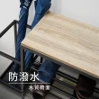 【Steel Tycoon 鋼鐵力士】簡約鐵製鞋架 結合雨傘架 2種木紋色(穿鞋椅 玄關架 置物架 椅凳)
