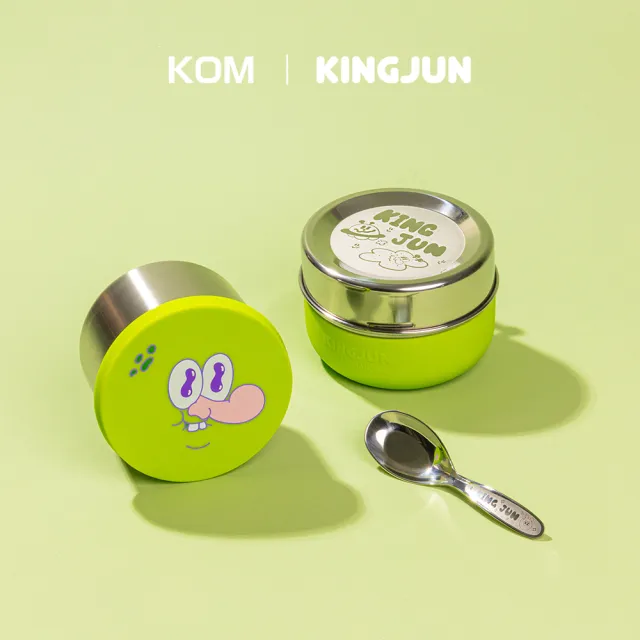 【KOM】KINGJUN聯名款｜可微波不鏽鋼便當盒2入(飯碗/湯碗/菜盤/湯匙/隔熱套)