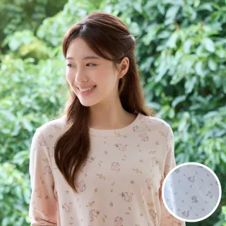 【Wacoal 華歌爾】睡衣-Pretty Amy系列 M-L純棉針織印花無開襟洋裝 LWY48943FD(百搭灰)