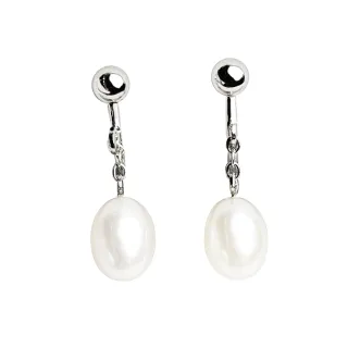 【大東山樑御珊瑚】天然珍珠橢圓形夾式耳環6-6.5mm(白/粉橘/粉紫)