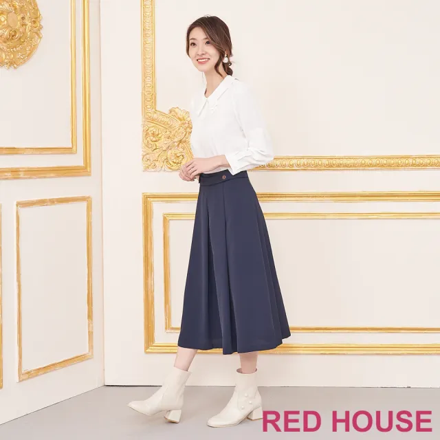 【RED HOUSE 蕾赫斯】素雅打褶長裙(紫紅色)