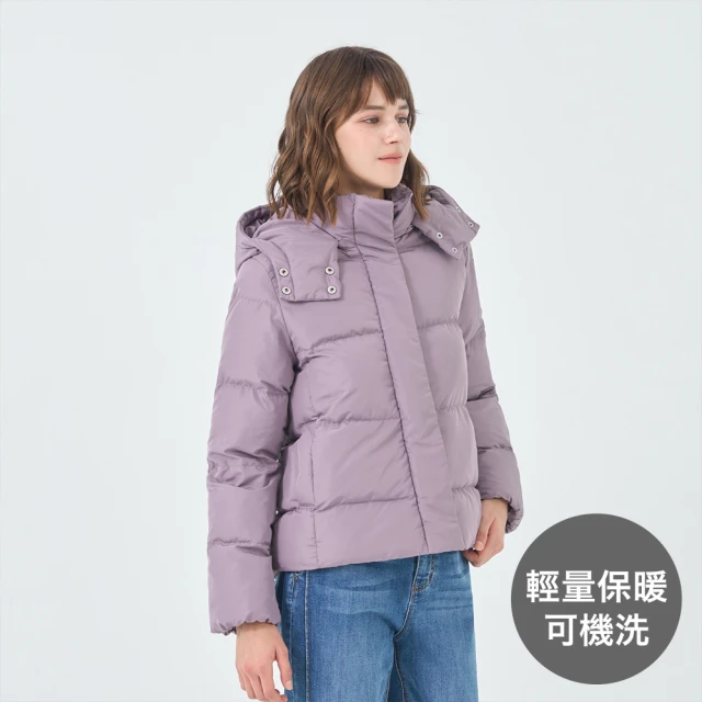 GIORDANO 佐丹奴 女裝手拍棉連帽外套 E-care輕暖系列(76 紫色)