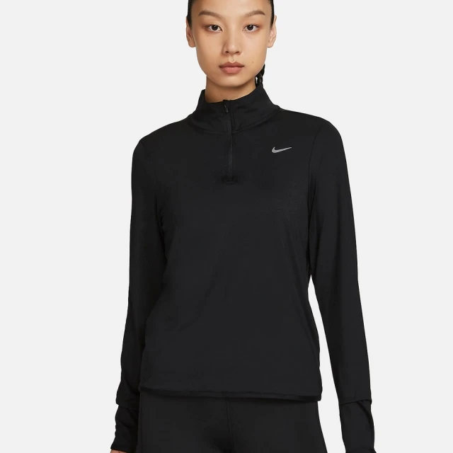 NIKE 耐吉 Dri-FIT 拉鍊防曬速乾跑步上衣 女款 AS W NK SWIFT ELMNT DF UVHZTOP 黑色(FB4317523)