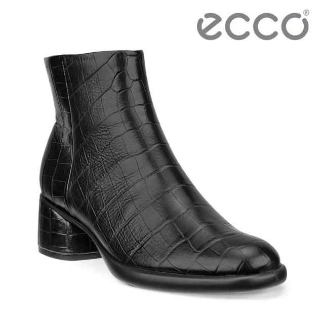 ecco SCULPTED LX 35 雕塑經典粗跟拉鍊踝靴 女鞋(黑色 22241321001)