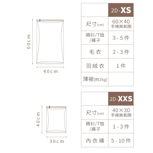 【TAI LI 太力】8/5/4/3/2入組-免抽氣真空壓縮袋2D 可重覆使用 專利加厚款(衣服收納袋 棉被 手壓真空袋)