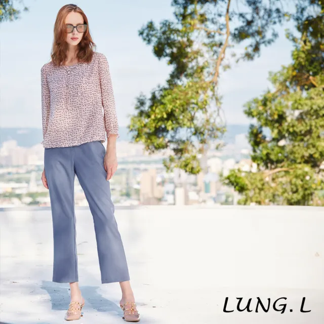 【LUNG.L 林佳樺】LQ99E55 莫蘭迪藍造型口袋直筒女裝褲(秋冬新品 加大尺碼)