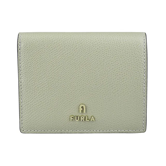 【FURLA 芙拉】FURLA Camelia電鍍金字LOGO小牛皮4卡對折短夾(小/石灰白)