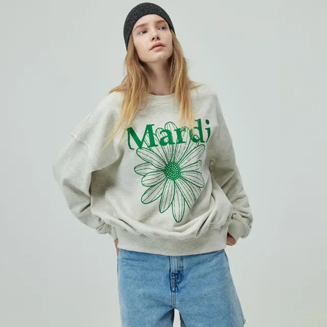 【MARDI MERCREDI】雙11印花大學TEE 黑 白 綠 經典小雛菊 臘腸狗 純棉 SWEATSHIRT FLOWERMARDI