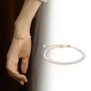 【City Diamond 引雅】網路獨家 天然米粒珍珠3.5-4mm伸縮手鍊(珠潤月詠系列)