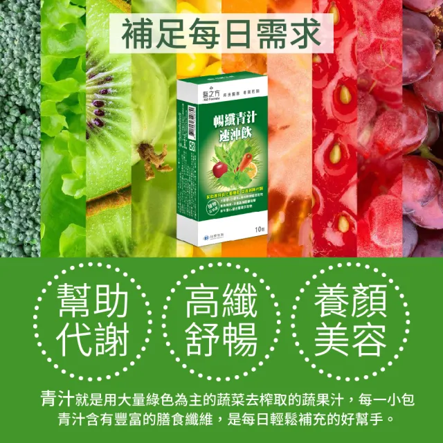 即期品【台塑生醫】醫之方暢纖青汁速沖飲x10盒(10包/盒)