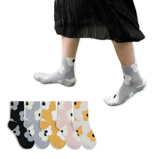 【哈囉喬伊】韓國襪子 簡約花朵中筒襪 女襪 A172(正韓直送 韓妞必備 棉襪 長襪 韓國少女襪)