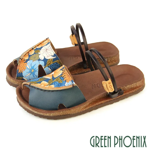 【GREEN PHOENIX 波兒德】女 涼鞋 拖鞋 全真皮 魚口 兩穿 手工 台灣製(黃色、藍色)