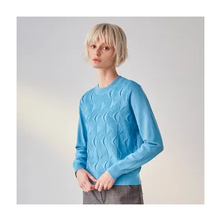 【Diffa】波浪緹花織紋毛衣-女