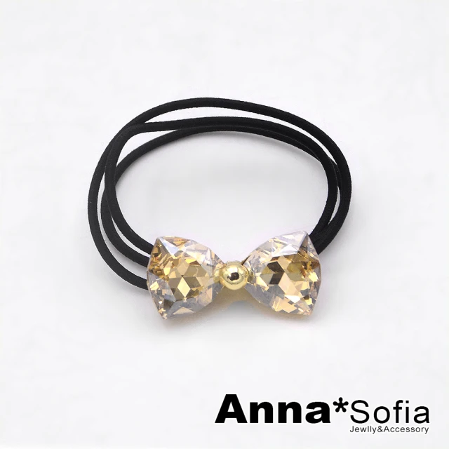 AnnaSofia 彈性髮束髮圈髮繩-領結閃刻晶 現貨(淡香檳系)