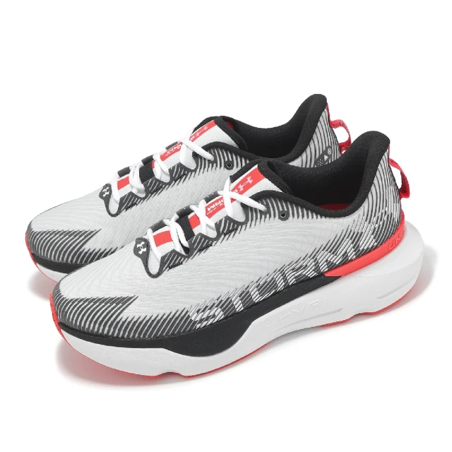 UNDER ARMOUR 慢跑鞋 Infinite Pro Storm 男鞋 女鞋 灰 紅 防潑水 緩衝 回攤 運動鞋 UA(3027588100)