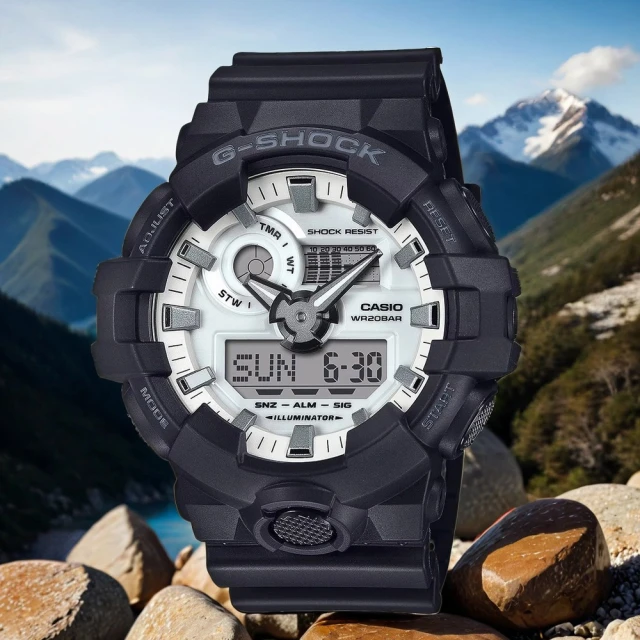 CASIO 卡西歐 G-SHOCK 黑白經典雙顯手錶(GA-700WD-1A)