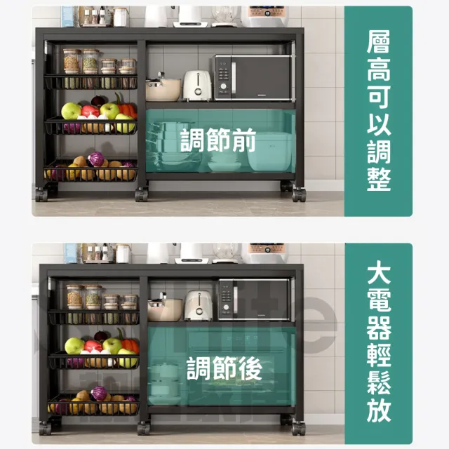 【靚白家居】可移動置物架 100CM 中島款(置物櫃 廚架 櫥櫃 電器架 微波爐架 收納層架 展示架)
