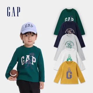 【GAP】男童裝 Logo純棉印花圓領長袖T恤-多色可選(642625)