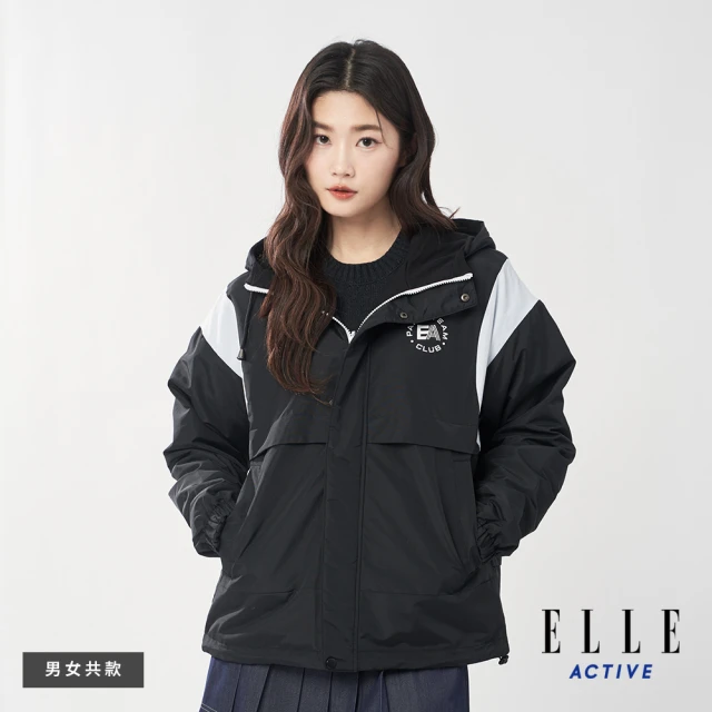 ELLE ACTIVE 女款 雙面穿機能寬鬆版連帽外套-黑色(EA24A2F6101#99)