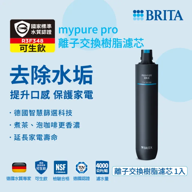 【BRITA】官方直營 mypure pro 離子交換樹脂濾芯(去除水垢 軟化硬水)