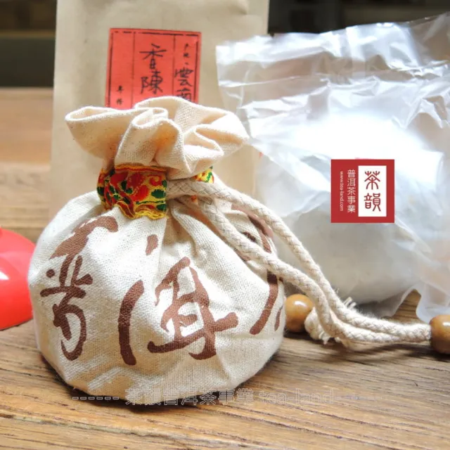 【茶韻】普洱茶90年代陳期20多年典藏歲月熟沱茶葉100g/沱X2 茶葉禮盒(熟茶/極品老茶 附小麻袋*2.茶刀*1)