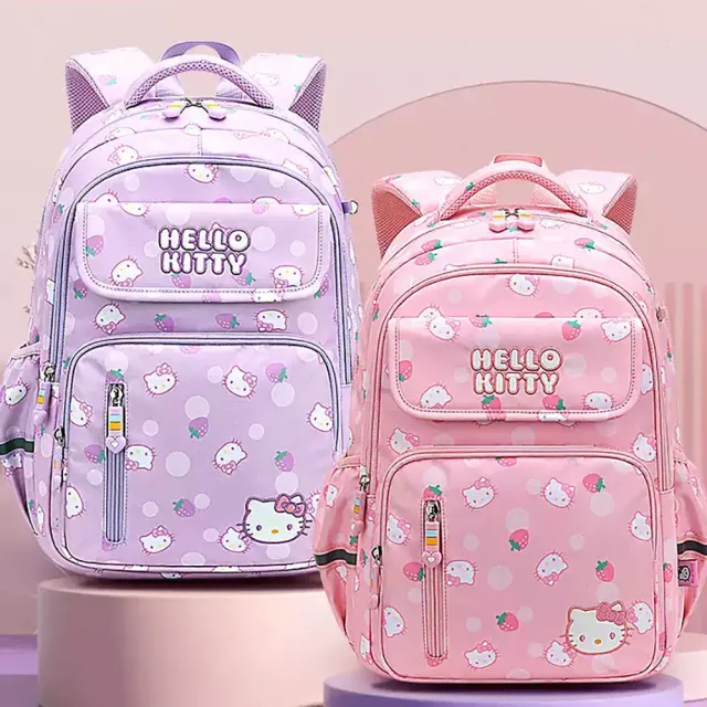 【SANRIO 三麗鷗】大小款可愛滿版印花輕量防潑水多分層減負兒童休閒書包-凱蒂貓/大耳狗/庫洛米(平輸品)