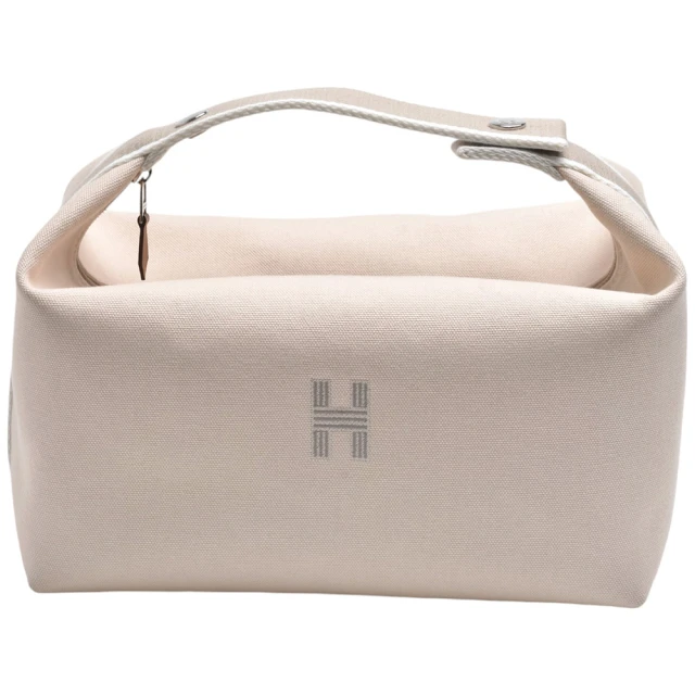 Hermes 愛馬仕 經典Trousse Bride-A-Brac帆布拉鍊手提盥洗包(大-米色H103352M-BEIGE)