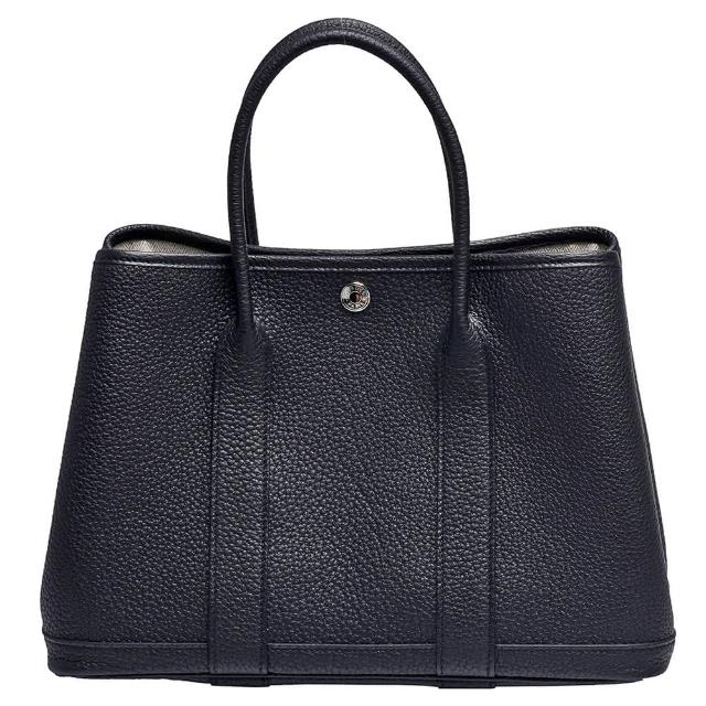 【Hermes 愛馬仕】經典Garden Party PM小牛皮暗釦手提包(30cm-黑色H051568CK-BLK)