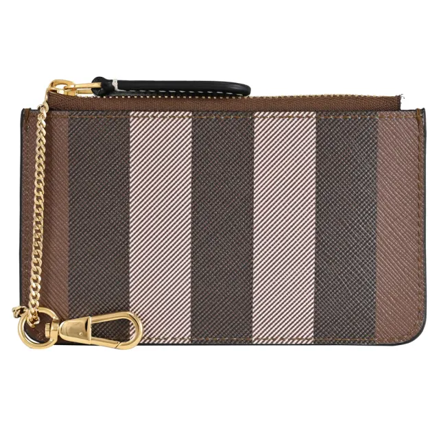 【BURBERRY 巴寶莉】Kelbrook 英系經典格紋鑰匙扣零錢包(樺木棕)