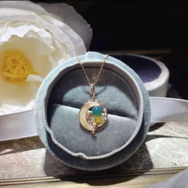 【勝弘珠寶】多明尼加藍珀皓月項鍊-5mm