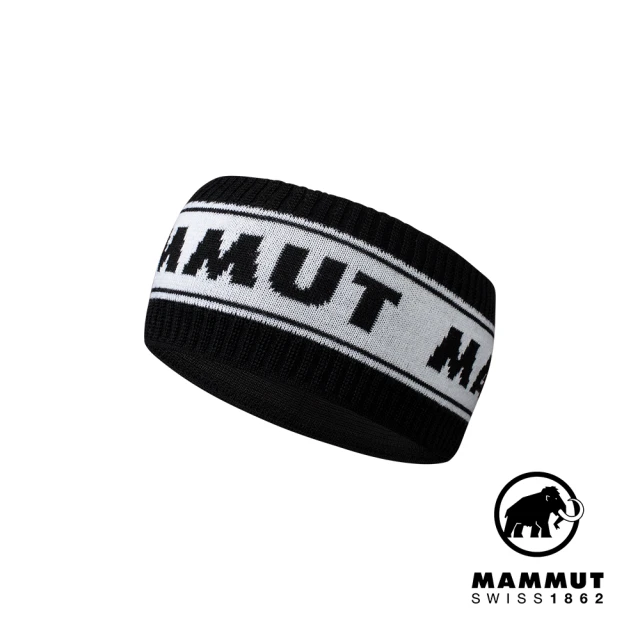 Mammut 長毛象 Peaks Headband 羊毛混紡保暖針織LOGO頭帶 黑/白 #1191-01441