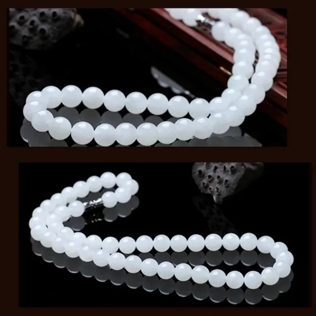 八方開運】新疆和田玉羊脂白玉圓珠項鍊(8mm*44顆) - momo購物網- 好評