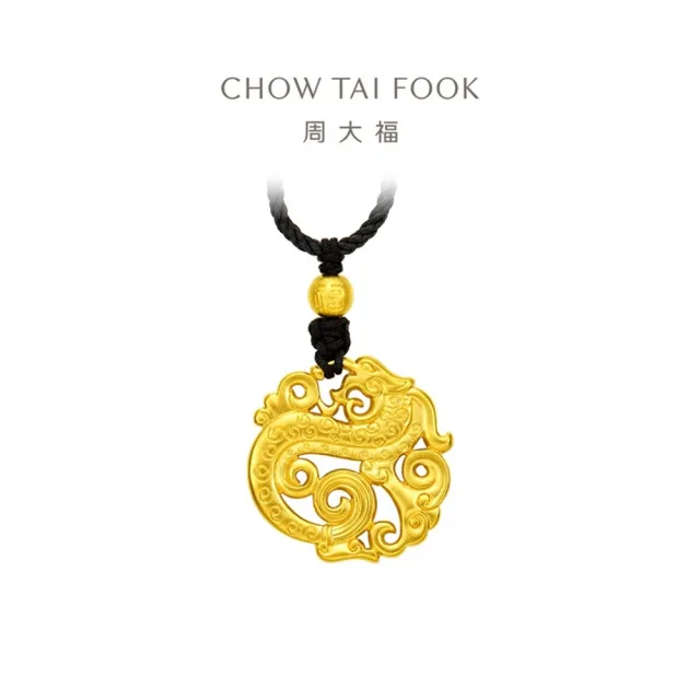 【周大福】傳承系列 金龍圖騰升龍團佩 黃金吊墜_計價黃金