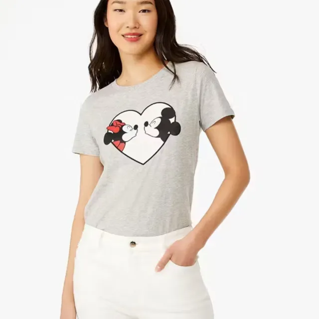 【KATE SPADE】DISNEY聯名Micky&Minnie女版短袖T恤 灰(原廠公司貨)