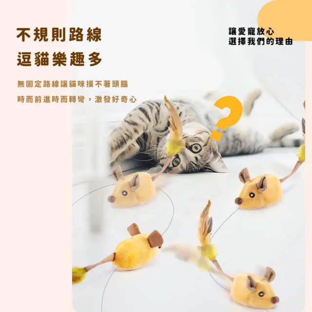 【貓鼠朋友】智能感應仿真老鼠玩具(智慧 自動轉向 USB 自動逗貓 寵物玩具 電動玩具 逗貓棒)