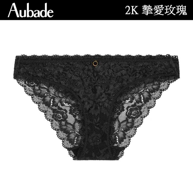 Aubade 摯愛玫瑰蕾絲三角褲 性感小褲 法國進口 女內褲(2K-黑)