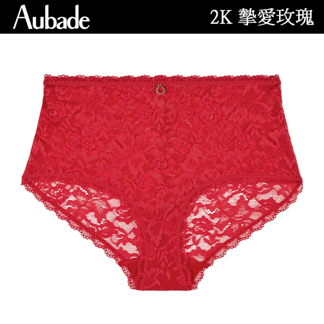 Aubade 摯愛玫瑰蕾絲高腰褲 性感小褲 法國進口 女內褲(2K-紅)