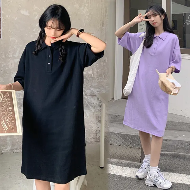 【K.W.】春季新品快速出貨眷戀熱情 polo領洋裝(韓國洋裝 中大尺碼)