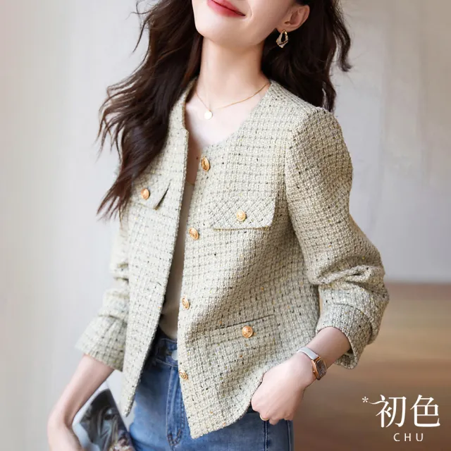 【初色】小香風毛呢大衣外套女外套-15款任選-31082(M-2XL可選)