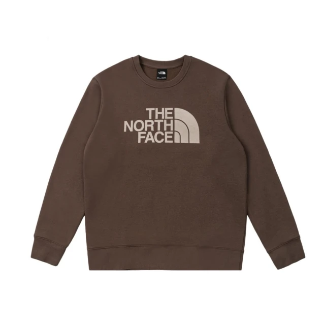 The North Face TNF 休閒 品牌印花長袖大學T M HERITAGEFLOCKINGRLXCREW - AP 男 棕(NF0A8ATF1OI)