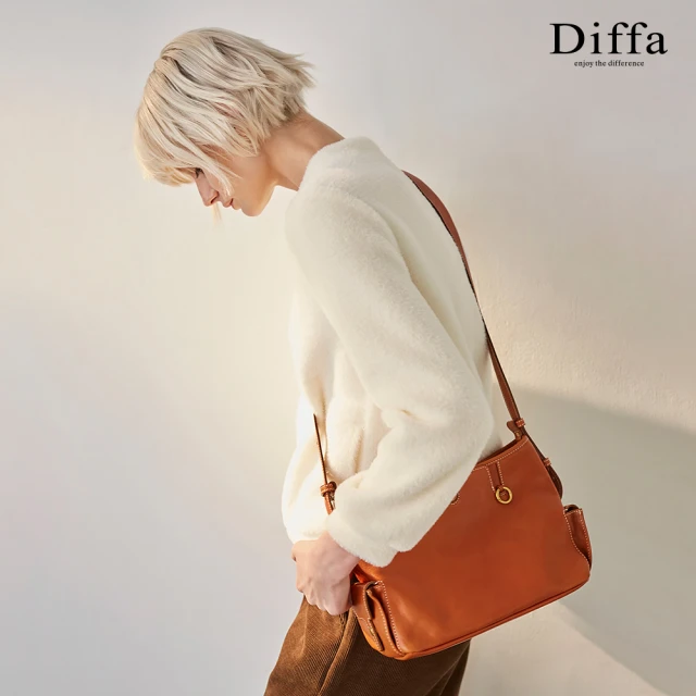 Diffa 立領開袋舒適軟毛針織衫-女