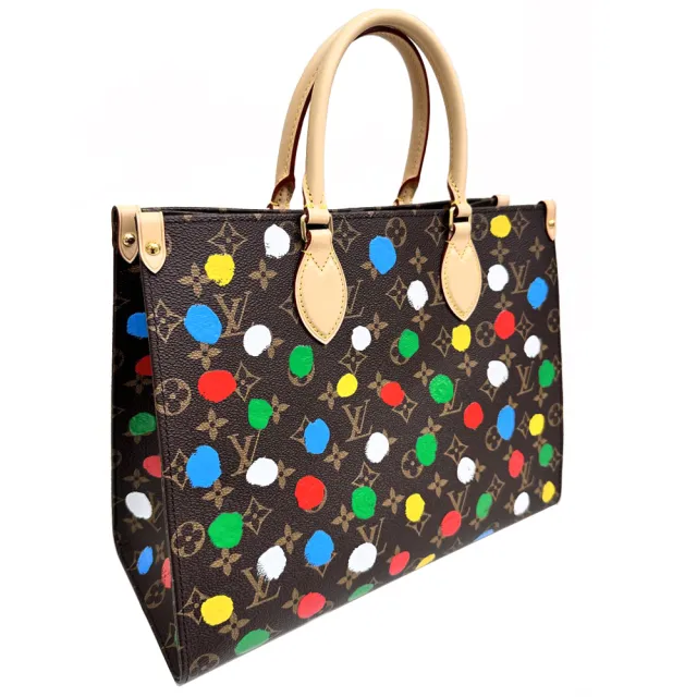 【Louis Vuitton 路易威登】M46379 獨家2023草間彌生聯名款LV X YK ONTHEGO手提/側肩包(彩色)