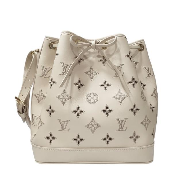 【Louis Vuitton 路易威登】M22861 新款Petit Noe系列Monogram刺繡工藝手提斜背水桶包(米色)
