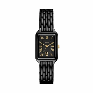 【FOSSIL 官方旗艦館】Raquel 復古女伶羅馬數字指針手錶 黑色不鏽鋼鍊帶 23MM ES5385