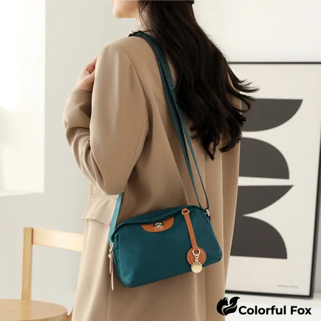 【Colorful Fox】輕盈外出防水包 尼龍手提包 單肩包 斜背包(黑／水藍／酒紅／粉／紫／